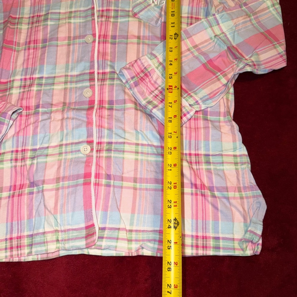Lauren Ralph Lauren Pink Plaid Pajama Set Womens Large Button Down Sleepwear - Picture 5 of 8
